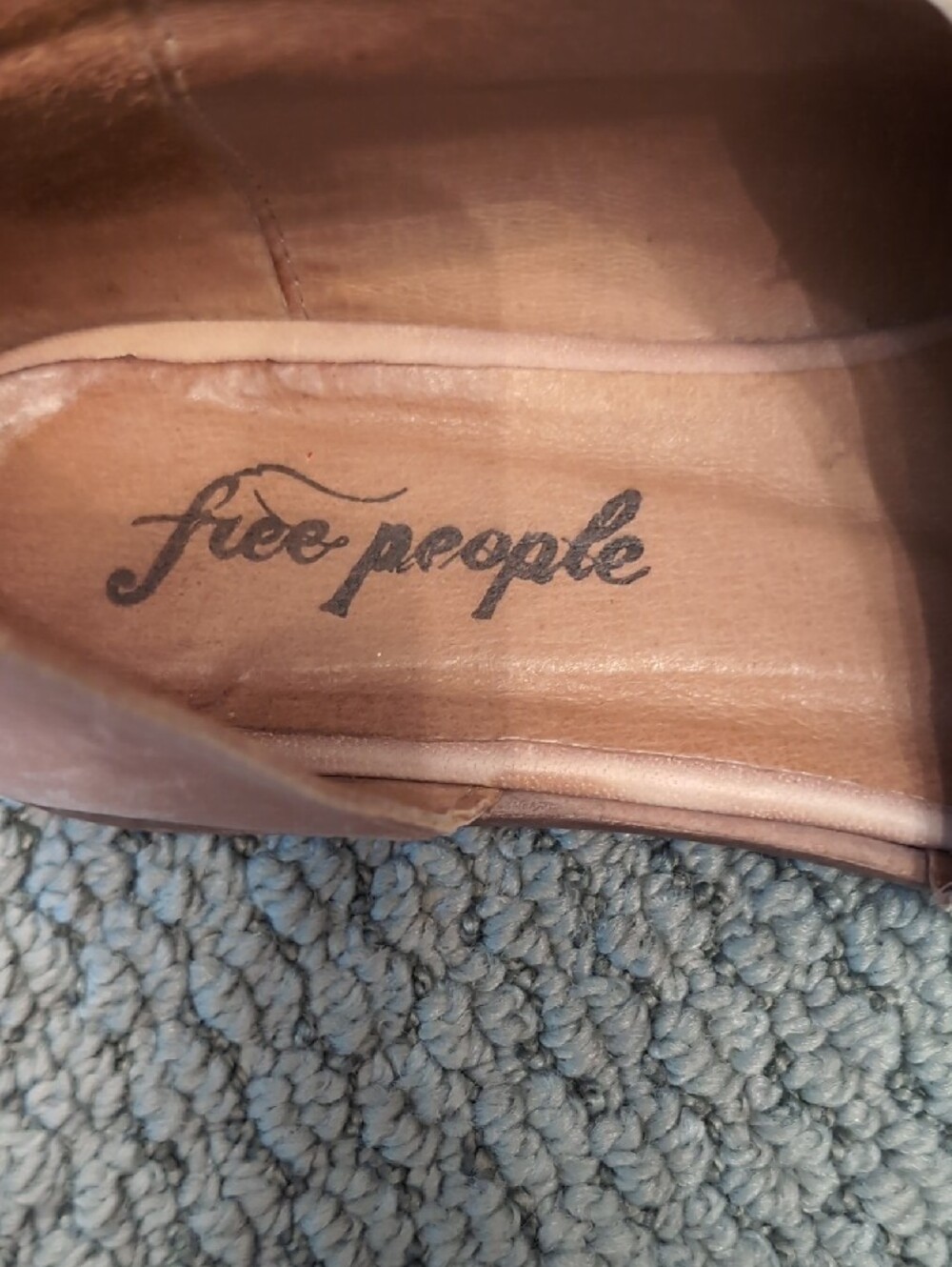 Free People Blush Tan Leather Pointed D'Orsay Flats - Picture 2 of 7